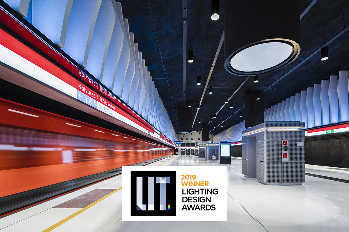 LIT Lighting design awards 2019 tuplavoitto: Länsimetro ja Kansallismuseo